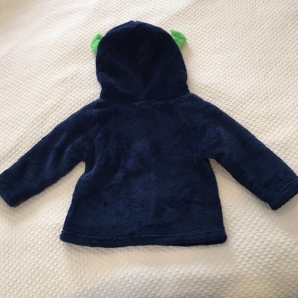 Infant / Toddler Full Zip Hoodie Monster Face Sherpa Sweatshirt Jacket 12months - Picture 3 of 8